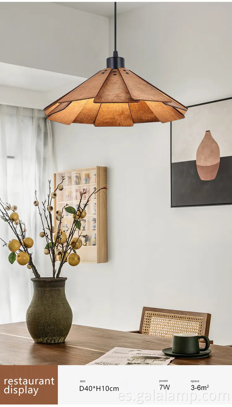 Elegante luz colgante de madera japonesa para salas de té